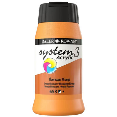 System 3 Acrylic Paint: Fluorescent Orange 500ml image number 1