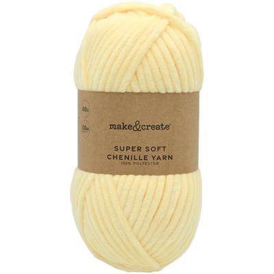 Super Soft Chenille Yarn: Buttermilk Yellow 100g image number 1