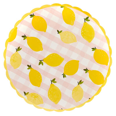 Gingham & Lemon Paper Plates: Pack of 8 image number 1