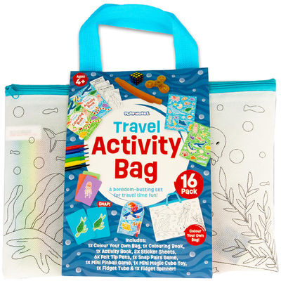 PlayWorks Colour Your Own Travel Activity Bag: Blue image number 1