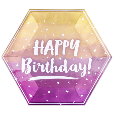 Paper Rose Gold Ombre Hexagon Plate: Pack of 8 image number 1