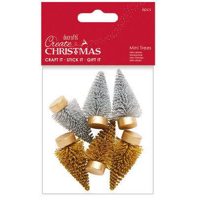 Gold & Silver Mini Trees: Pack of 6 image number 1