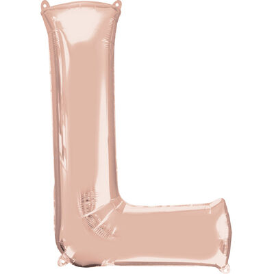 34 Inch Light Rose Gold Letter L Helium Balloon image number 1