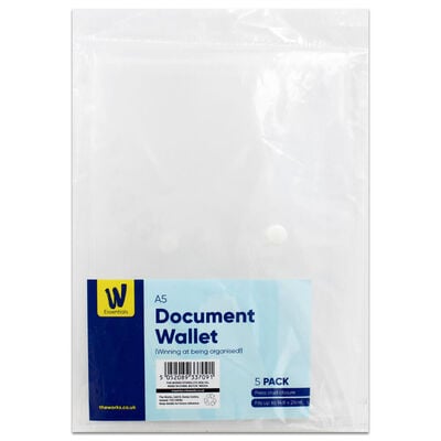 A5 Clear Document Wallet: Pack of 5 image number 1
