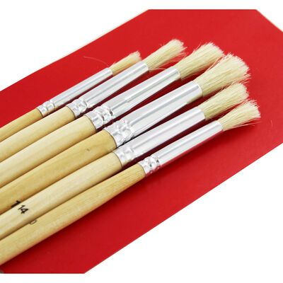 Round Long Handle Paint Brush Set - 6 Pack image number 2