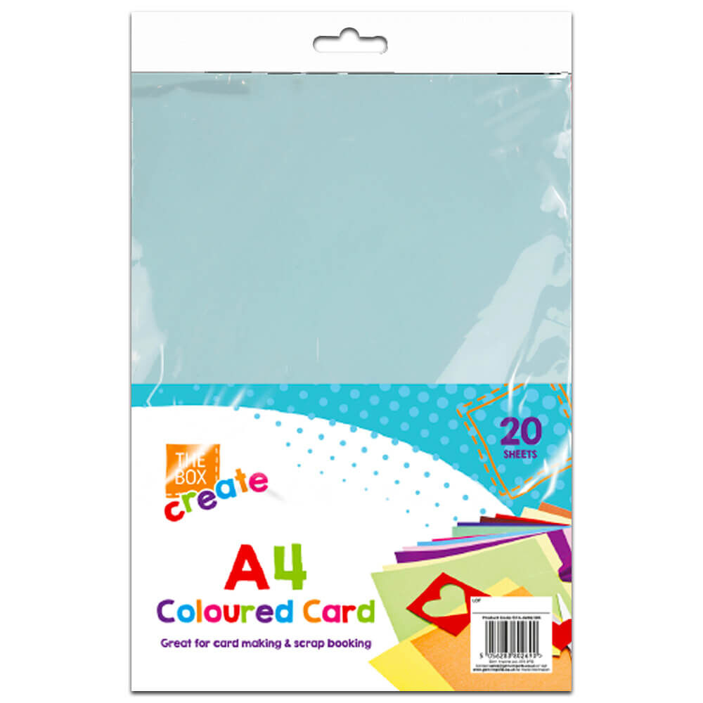 A4 Coloured Card 20 Sheets in the Pack 