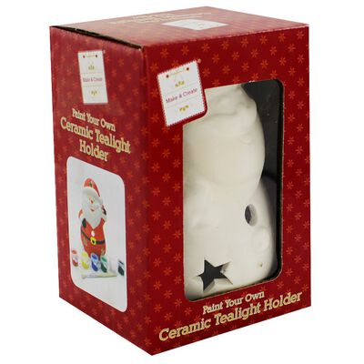 Paint Your Own: Ceramic Santa Tealight Holder image number 1