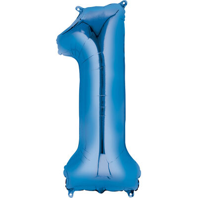 34 Inch Blue Number 1 Helium Balloon image number 1