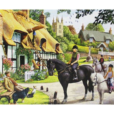 Horse Riders in Village 1000 Piece Jigsaw Puzzle image number 2