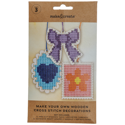Make Your Own Wooden Cross Stitch Decorations: Pack of 3 image number 1
