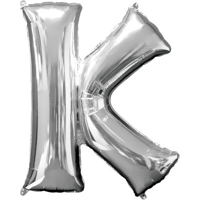 34 Inch Silver Letter K Helium Balloon image number 1