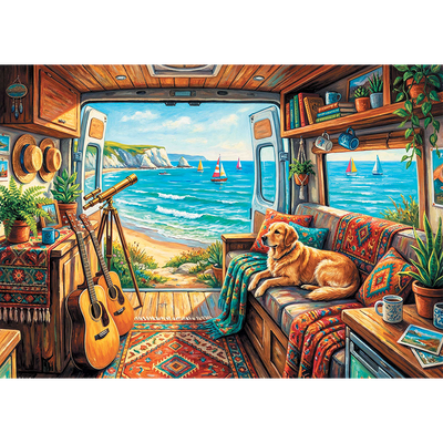 Campervan at the Beach 500 Piece Jigsaw Puzzle image number 2