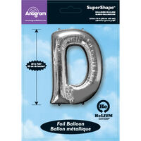 34 Inch Silver Letter D Helium Balloon