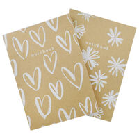 B5 Kraft Heart & Floral Eco Notebooks - Pack of 2