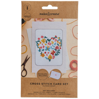 Cross Stitch Card Set: Flower Heart