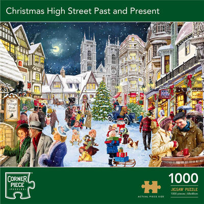 Christmas High Street Past & Present 1000 Piece Jigsaw Puzzle image number 1