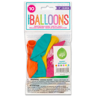 Happy Birthday Printed Balloons: Pack of 10 image number 1