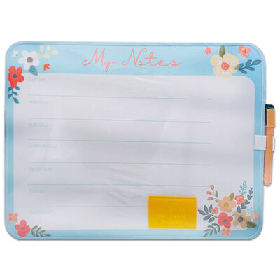 Floral Weekly Magnetic Notes Board With Pen image number 1