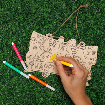 Colour Your Own Happy Easter Wooden Sign image number 3