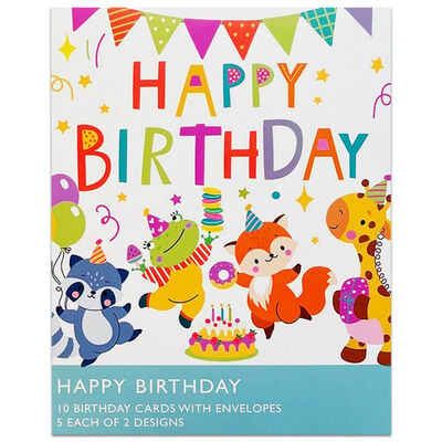 Animal Happy Birthday Cards: Pack of 10 image number 1