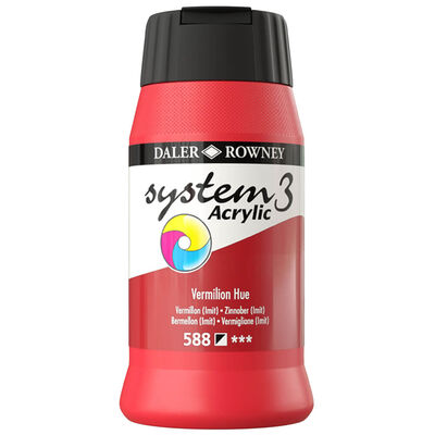 System 3 Acrylic Paint: Vermillion Hue 500ml image number 1