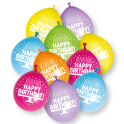 9 Inch Happy Birthday Latex Balloons: Pack of 10 image number 2