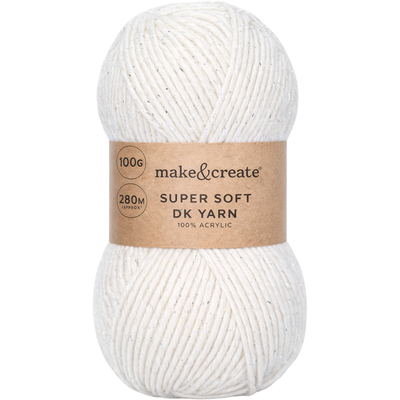 Super Soft DK Yarn: Sparkly White 100g image number 1