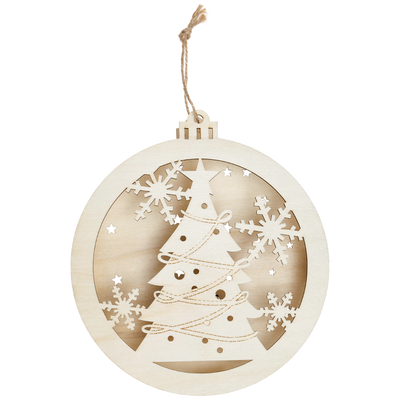 Wooden Hanging LED Christmas Tree Bauble image number 1