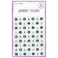 Dovecraft Essentials Alphabet Letter Stickers Black and White - Pack of 63