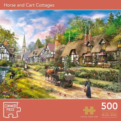 Horse and Cart Cottage 500 Piece Jigsaw Puzzle image number 1