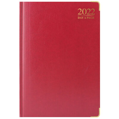 A4 Red Padded 2022 Day a Page Diary image number 1