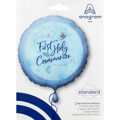 18 Inch Blue First Holy Communion Foil Helium Balloon image number 2