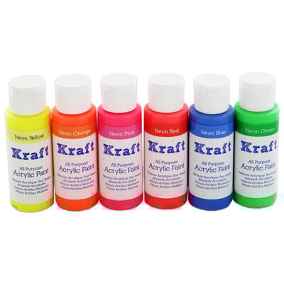 Kraft All Purpose Neon Acrylic Paints: Pack of 6 image number 2