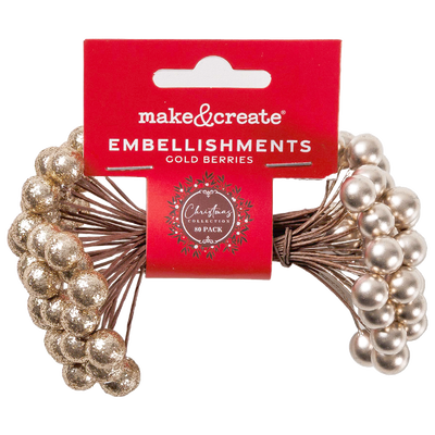 Christmas Gold Berry Embellishments image number 1