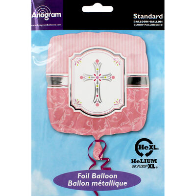 18 Inch Pink Cross Foil Helium Balloon image number 2