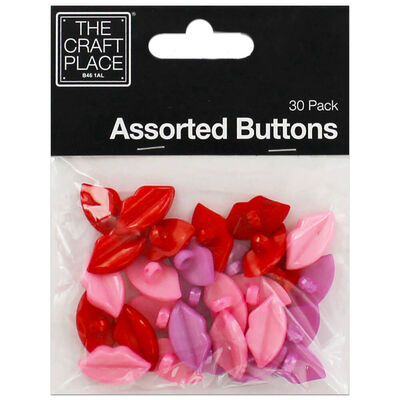 Assorted Lip Shaped Buttons: Pack of 30 image number 1