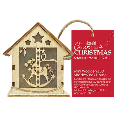 Mini Wooden Rocking Horse LED Shadow Box House image number 1