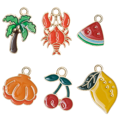 Metal Fruit Charms: Pack of 6 image number 1