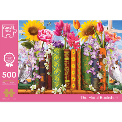 The Floral Bookshelf 500 Piece Jigsaw Puzzle image number 1