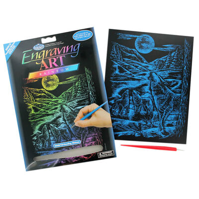A4 Engraving Art Set: Howling Wolves image number 1