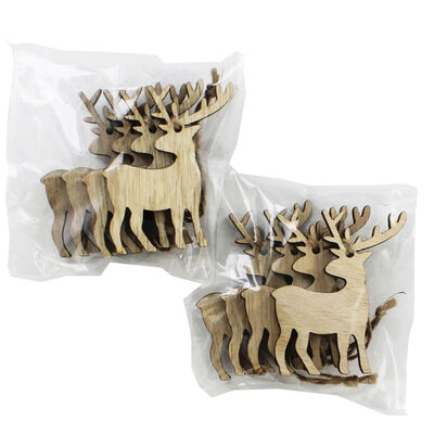Wooden Hanging Reindeer Decorations: Pack of 8 image number 1