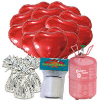 Valentine's Day Red Hearts Helium Balloon Bundle