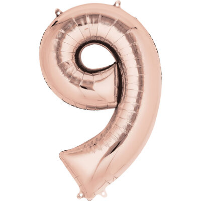 34 Inch Light Rose Gold Number 9 Helium Balloon image number 1