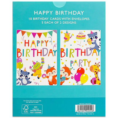 Animal Happy Birthday Cards: Pack of 10 image number 2