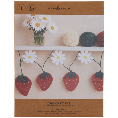 Make Your Own Strawberry & Daisy Crochet Garland Kit image number 1