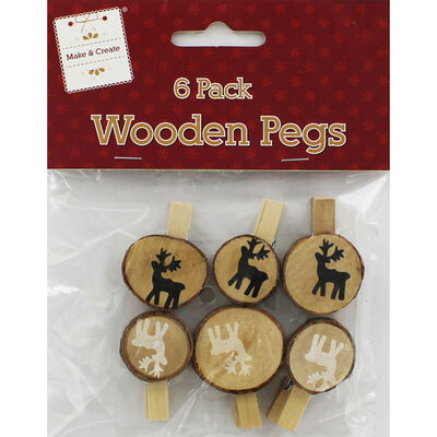 Wooden Christmas Pegs - 6 Pack image number 1