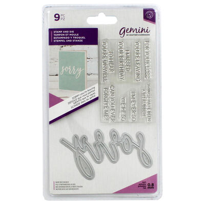 Gemini Stamp and Metal Die Set - Sorry You're Leaving image number 1