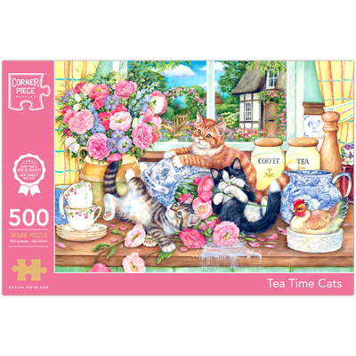 Tea Time Cats 500 Piece Jigsaw Puzzle image number 1