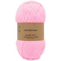 Super Soft Chenille Yarn: Bubble Gum 100g