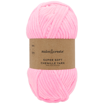 Super Soft Chenille Yarn: Bubble Gum 100g image number 1